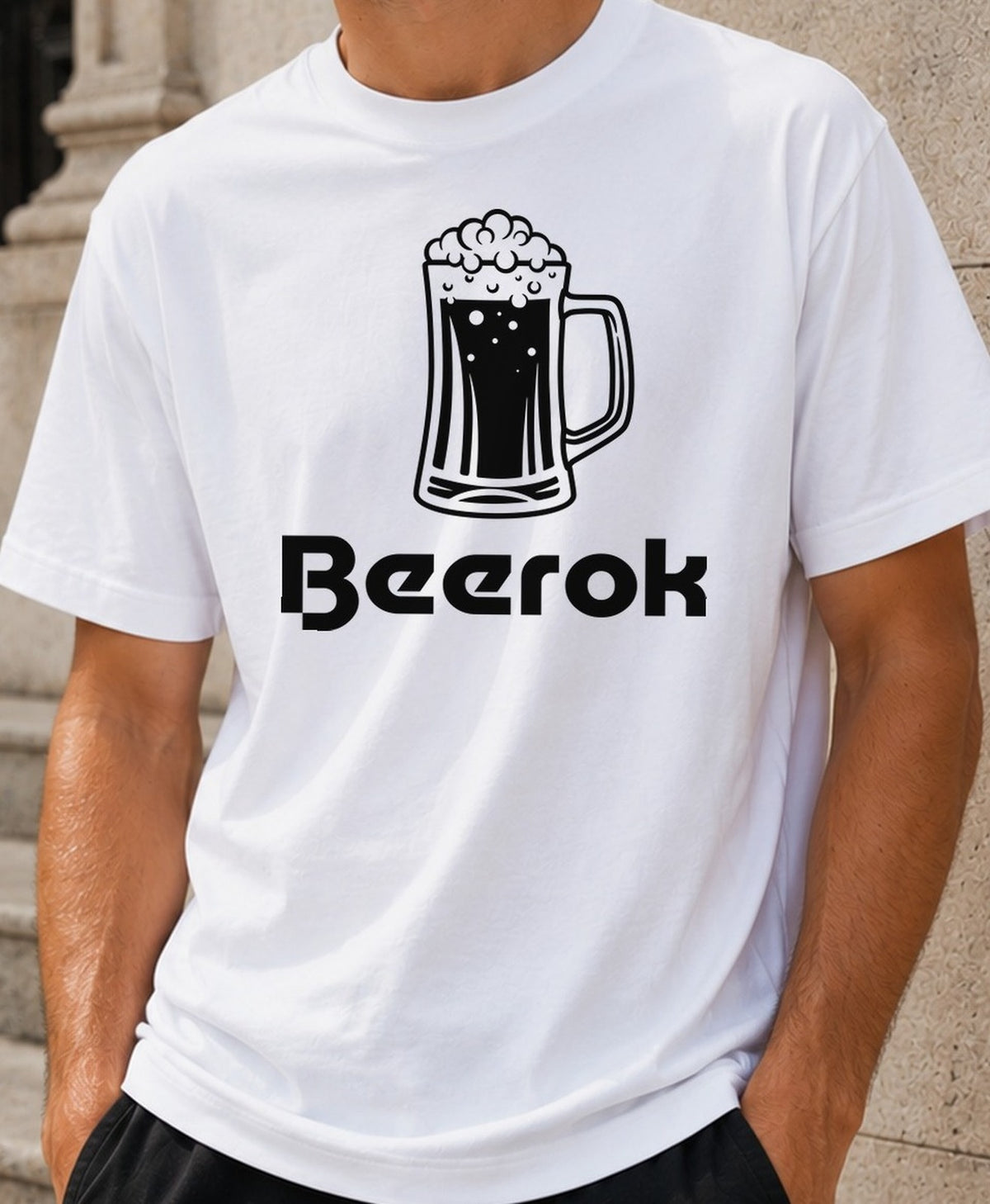 Camiseta Beerok – Regalo para cerveceros (blanca)