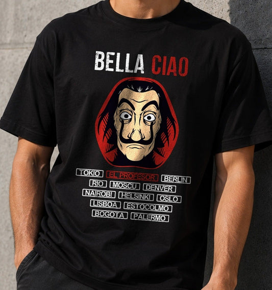 Camiseta Bella Ciao – La Casa de Papel (negra)