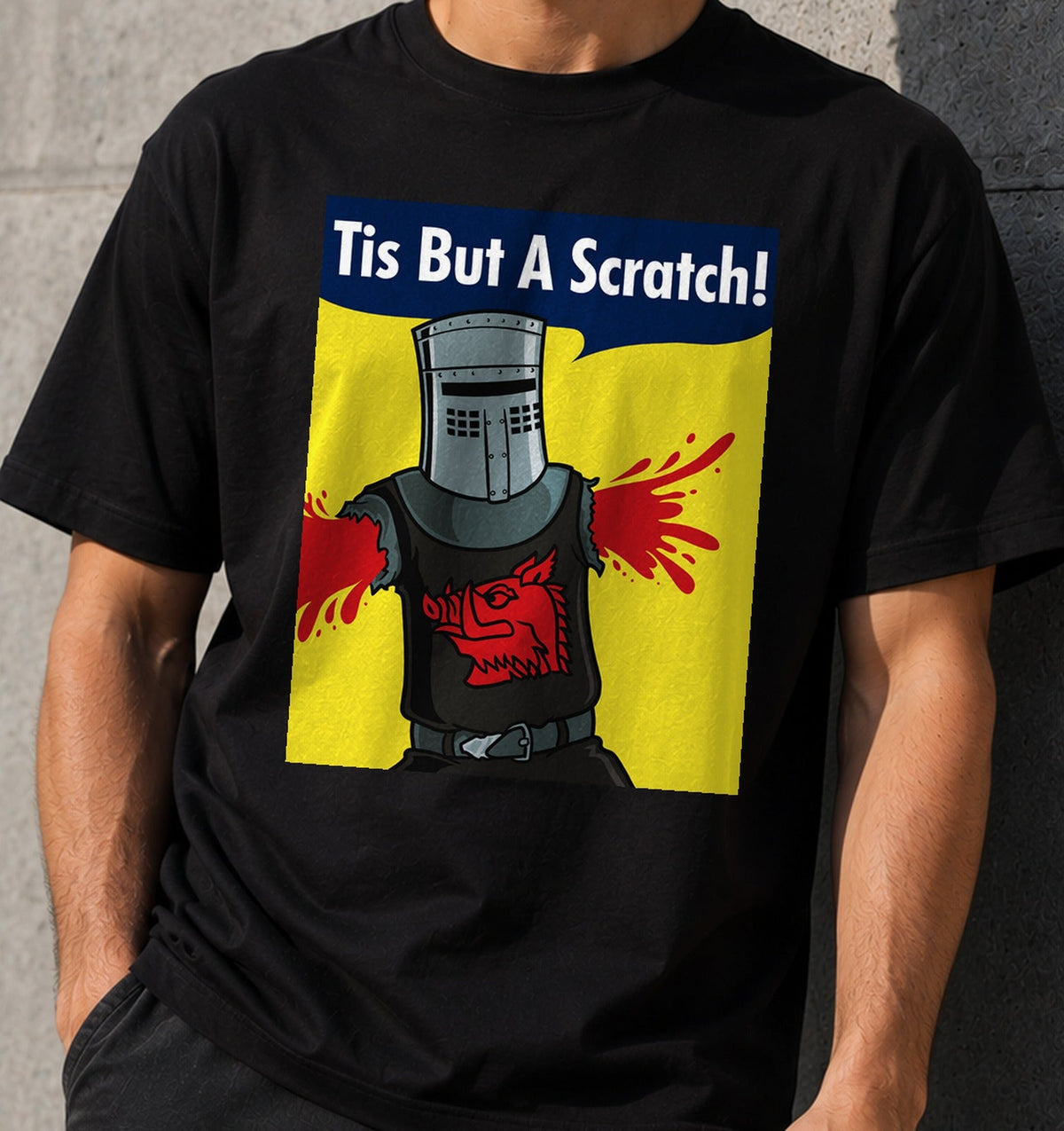 Camiseta Black Knight can do it – Caballero Terco de Comedia Británica (negra)