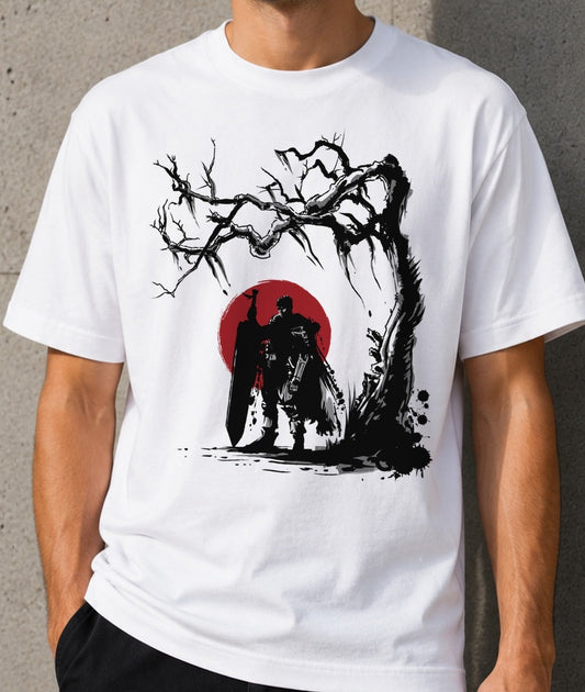 Camiseta Black Swordsman under the sun – Berserk (blanca)