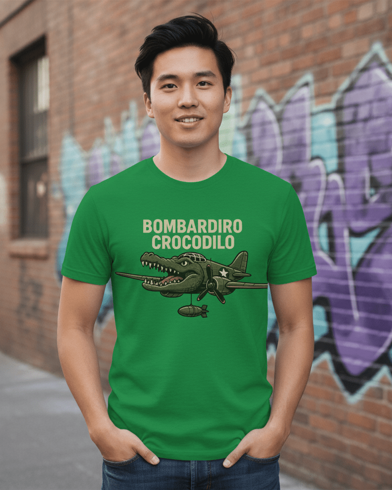 Camiseta Bombardiro Crocodilo Italian Brain Root - El Cajón Friki