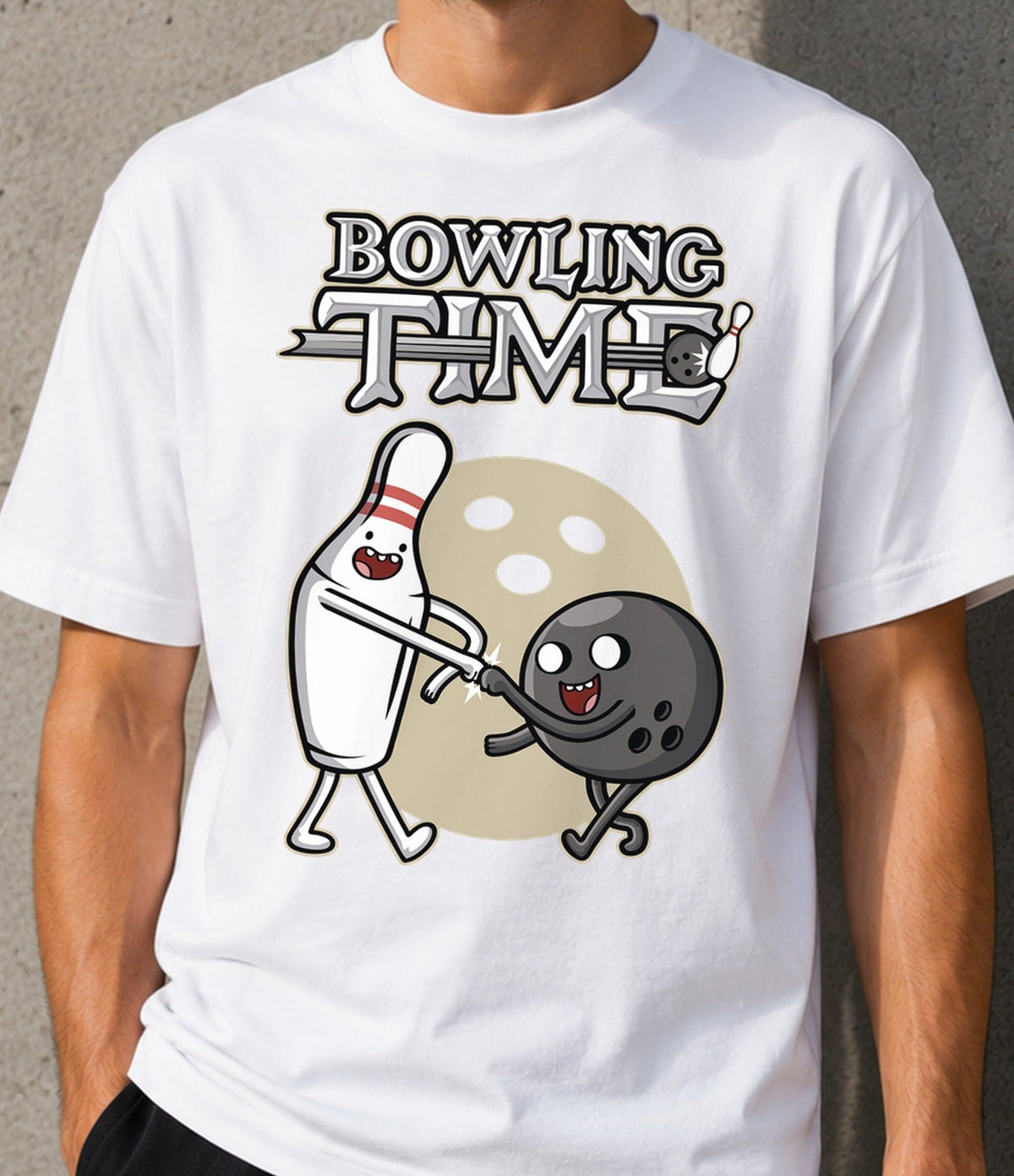 Camiseta Bowling Time – Bolos Divertido y Gracioso (blanca)