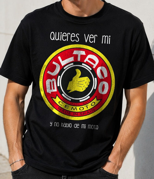 Camiseta Bultaco – Humor para Moteros (negra)