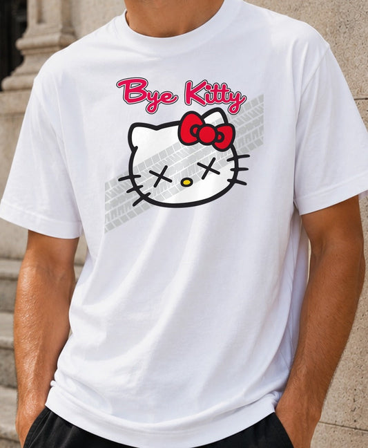 Camiseta Bye Kitty – Parodia de Hello Kitty (blanca)