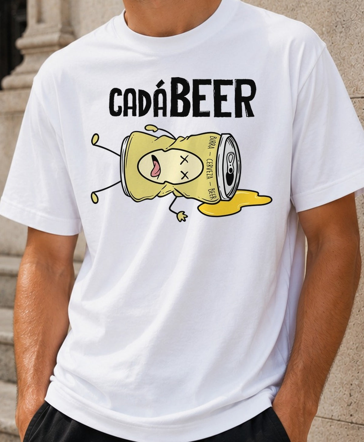 Camiseta CadáBeer – Regalo para amantes de la cerveza (blanca)