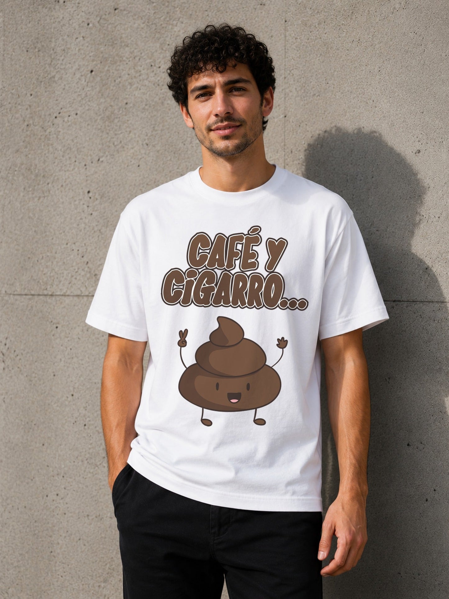 Camiseta con el diseño Café y Cigarro Vertical – Regalo para pasotas con estilo, de Paranoia Records