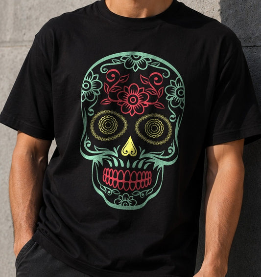 Camiseta Calavera Mexicana – Día de Muertos (negra)
