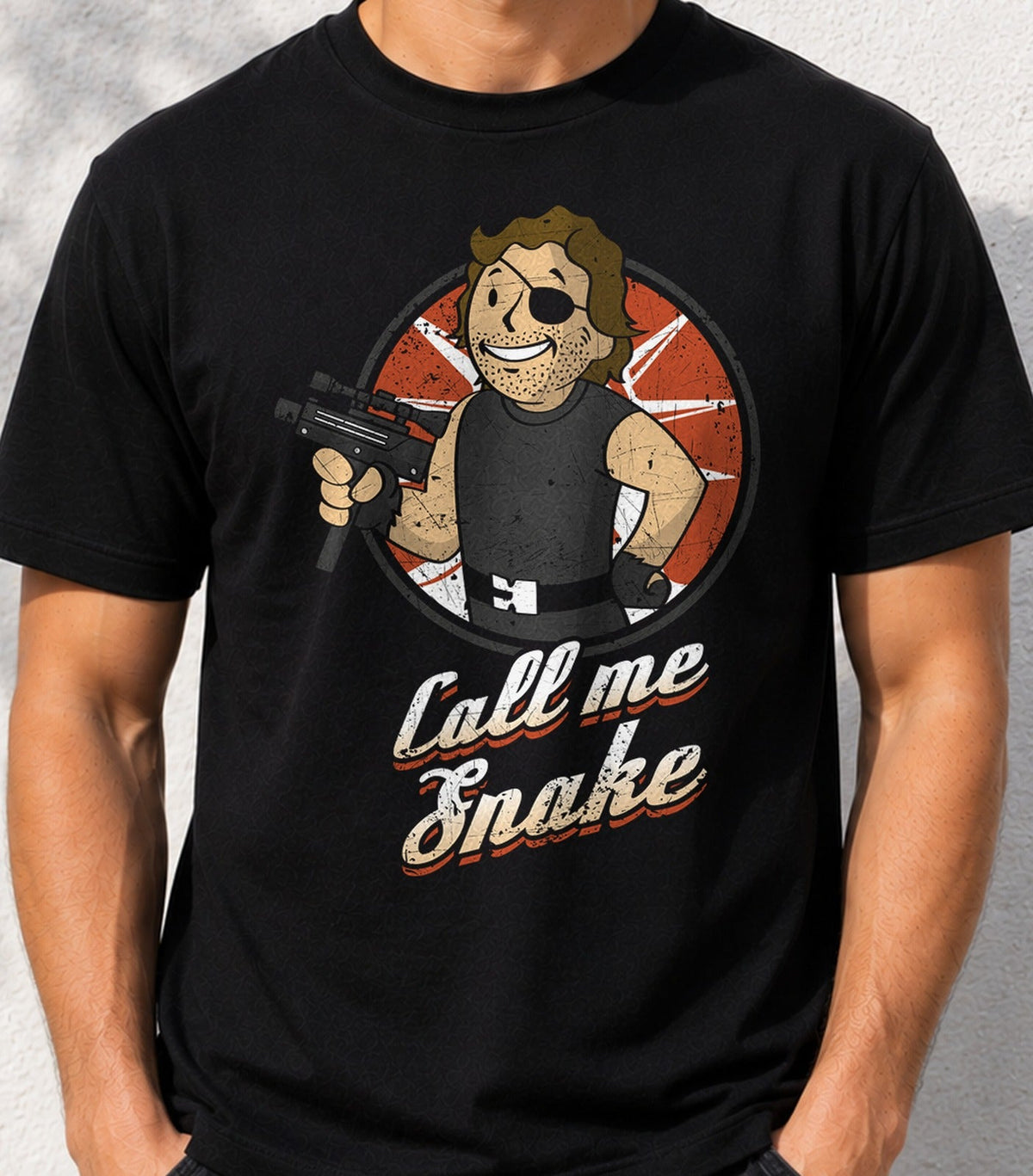 Camiseta Call me Snake – Antihéroe de Acción de los 80 (negra)