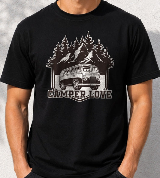 Camiseta Camper Love – Regalo para amantes de la furgo (negra)