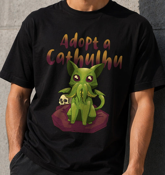 Camiseta Cathulhu – Gato Tentáculos Terror Cósmico (negra)
