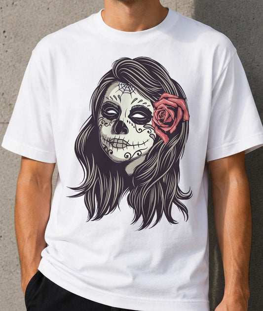 Camiseta Catrina – Día de Muertos (blanca)