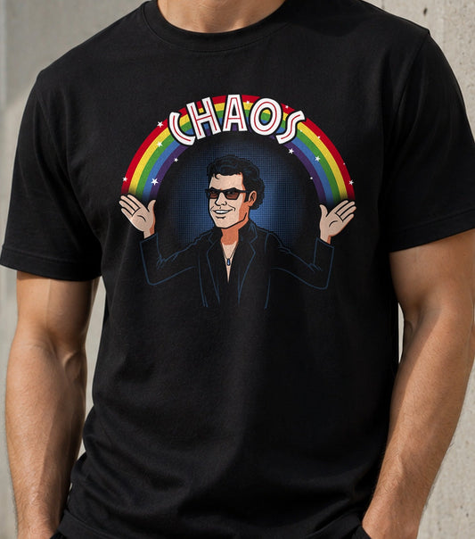 Camiseta Chaos – Dinosaurios y Cine de los 90 (negra)