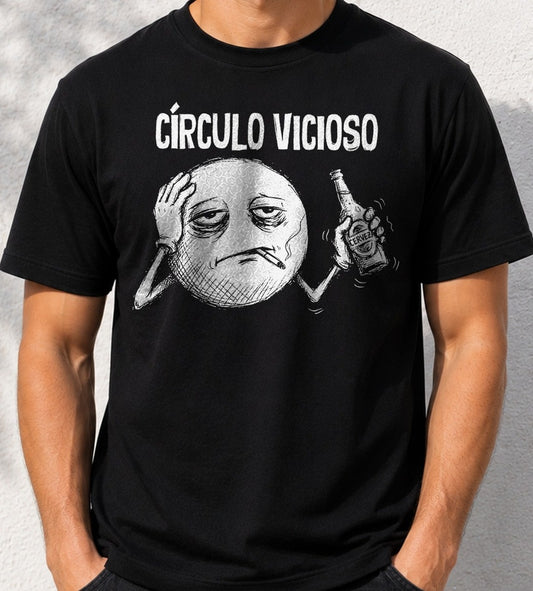 Camiseta Círculo Vicioso – Humor para cerveceros (negra)