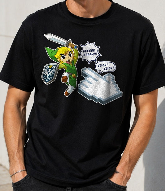 Camiseta Click on the Link – The Legend of Zelda (negra)