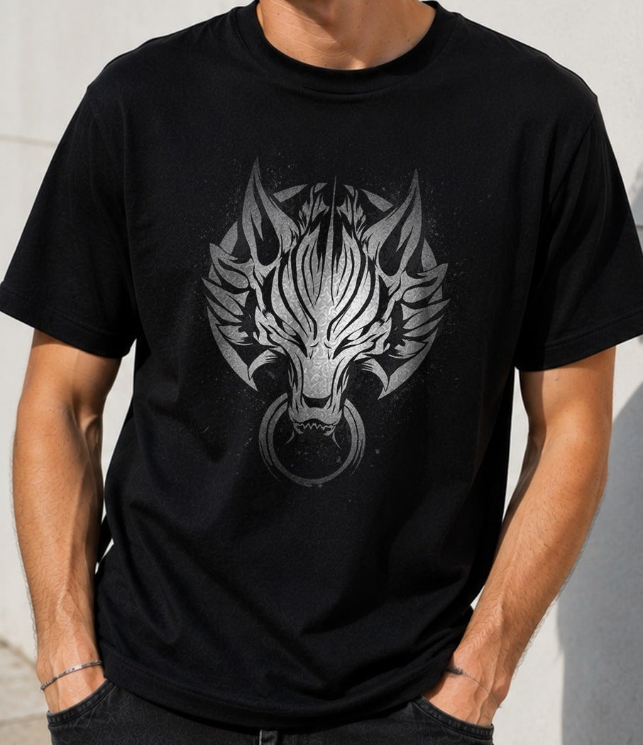 Camiseta Cloudy Wolf – Cloud Strife de Final Fantasy VII (negra)