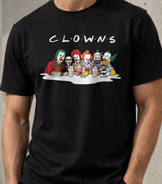 Camiseta Clowns – Payasos del Cine y la Tele (negra)