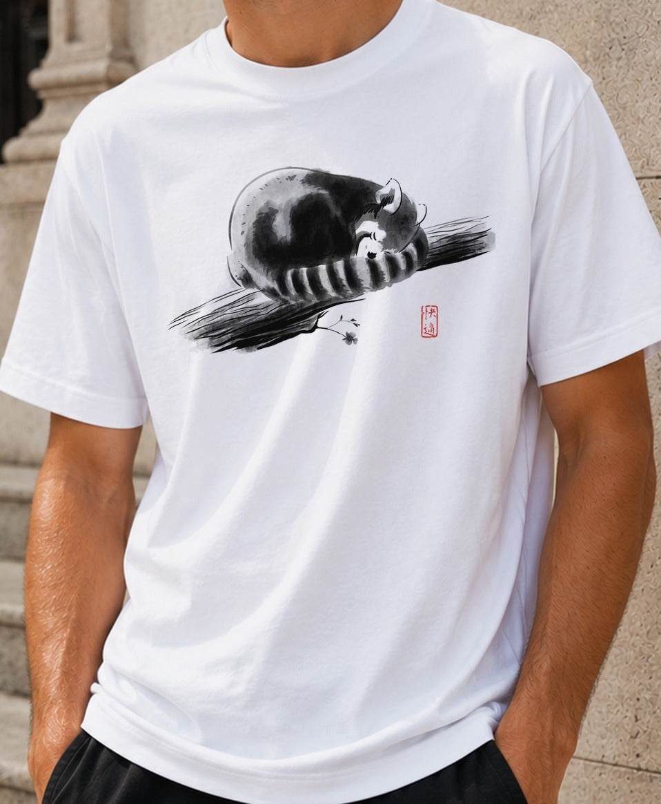 Camiseta Comfortable Branch – Panda Rojo (blanca)