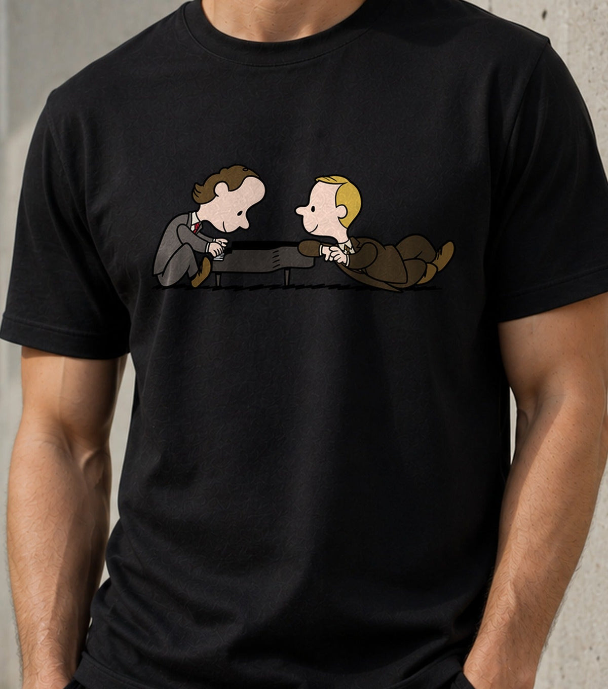 Camiseta Crane Brothers – Sitcom de los 90 con Piano (negra)