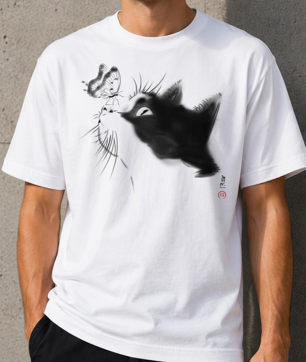 Camiseta Curious Cat – Regalo para amantes de los gatos (blanca)