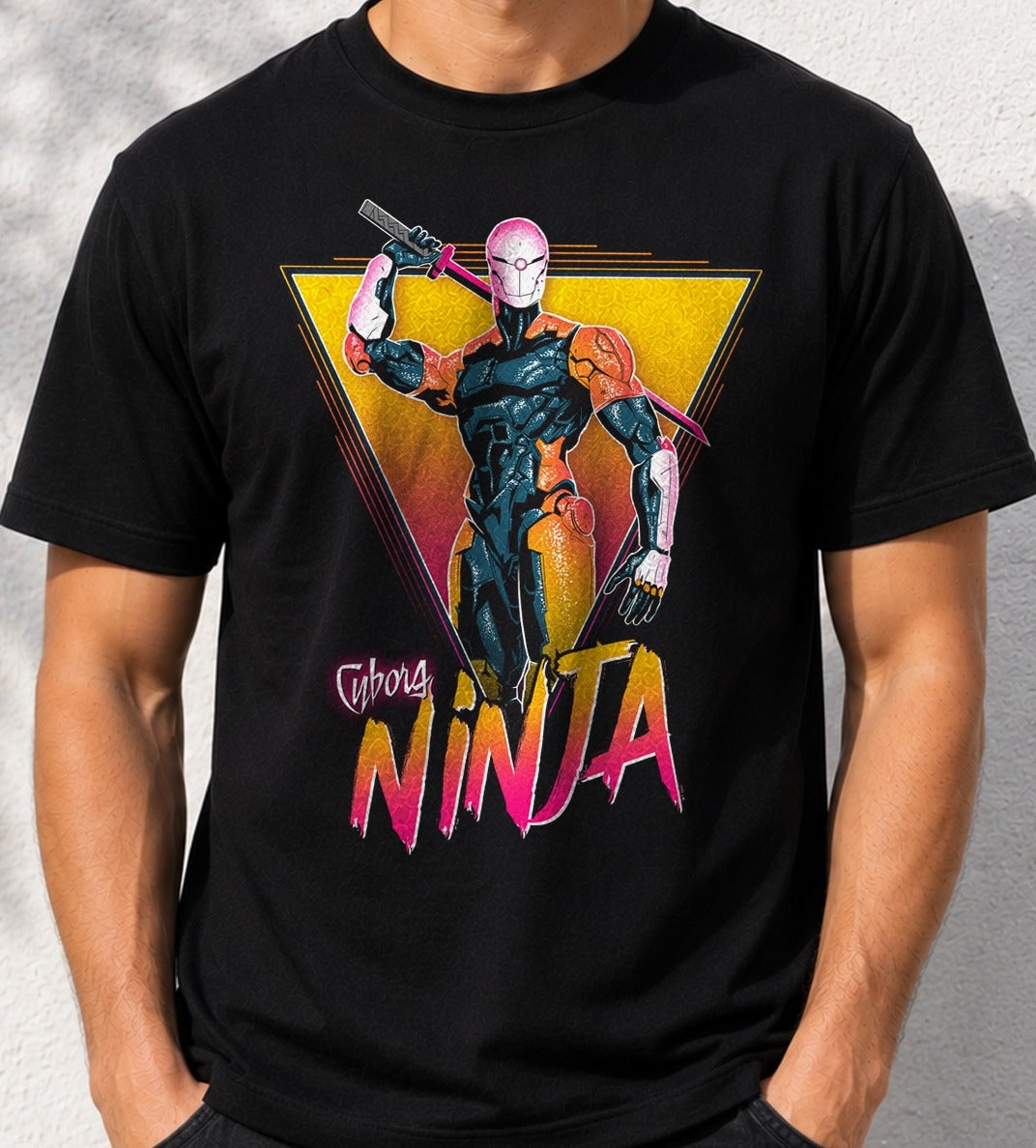 Camiseta Cyborg Ninja – Estética Retrowave Cyberpunk (negra)