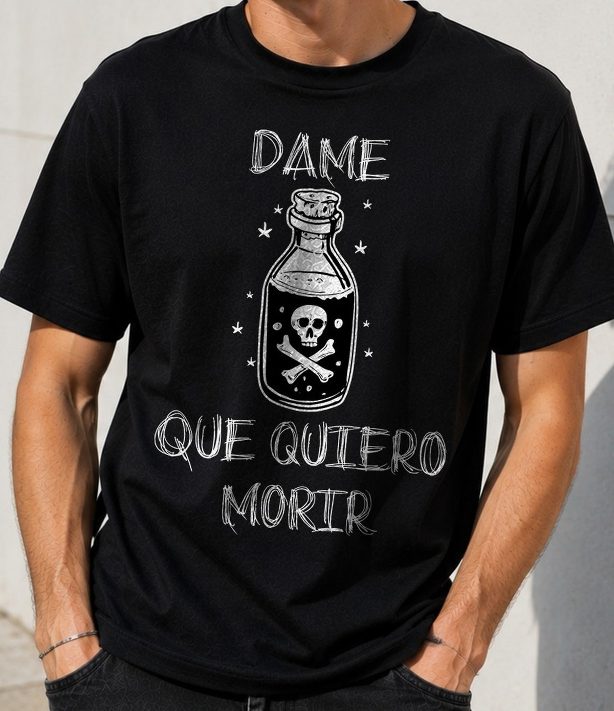 Camiseta Dame Veneno – Frase de Humor Negro (negra)