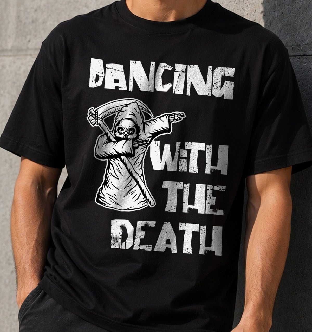 Camiseta Dancing With The Death – Parca Haciendo El Dab (negra)