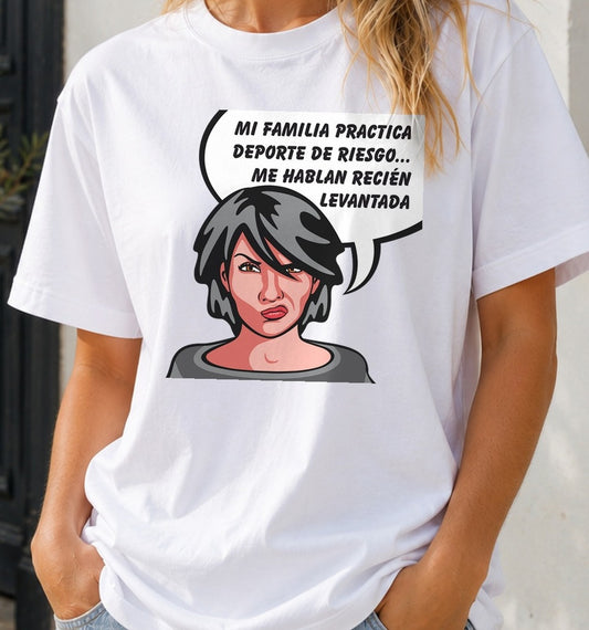 Camiseta Deporte de Riesgo – Regalo con Humor (blanca)