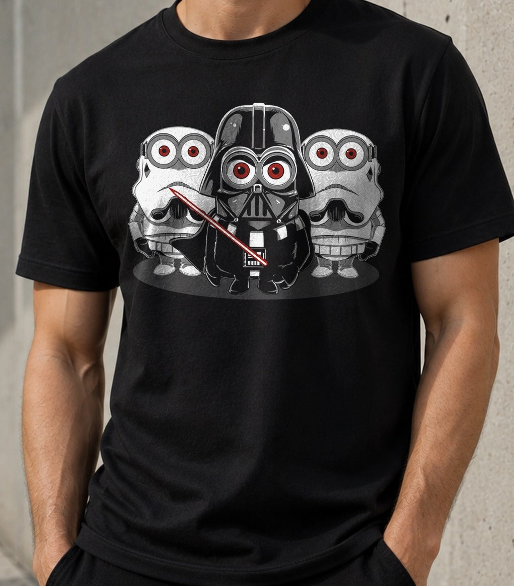 Camiseta Despicable Wars – Darth Vader y Minions (negra)