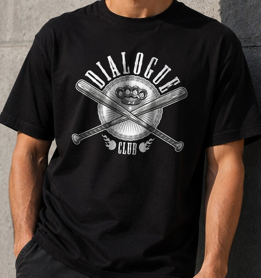 Camiseta Dialogue Club – Humor Gamberro (negra)