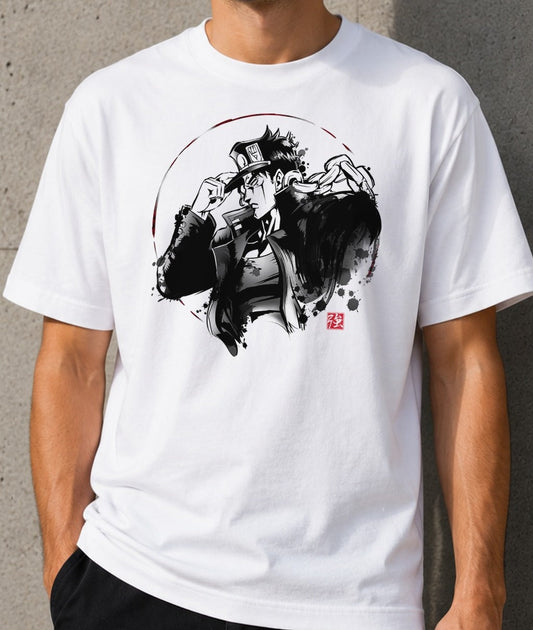 Camiseta Disinterested Attitude – Jotaro Kujo de JoJo's Bizarre Adventure (blanca)