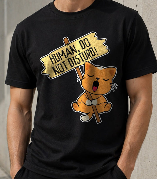 Camiseta Do Not Disturb – Regalo para amantes de los gatos (negra)
