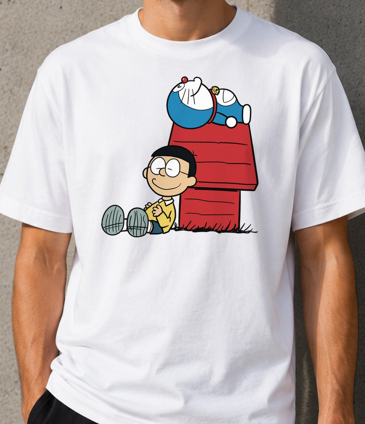 Camiseta Doraenuts – Gato Cósmico y Cómic Clásico (blanca)
