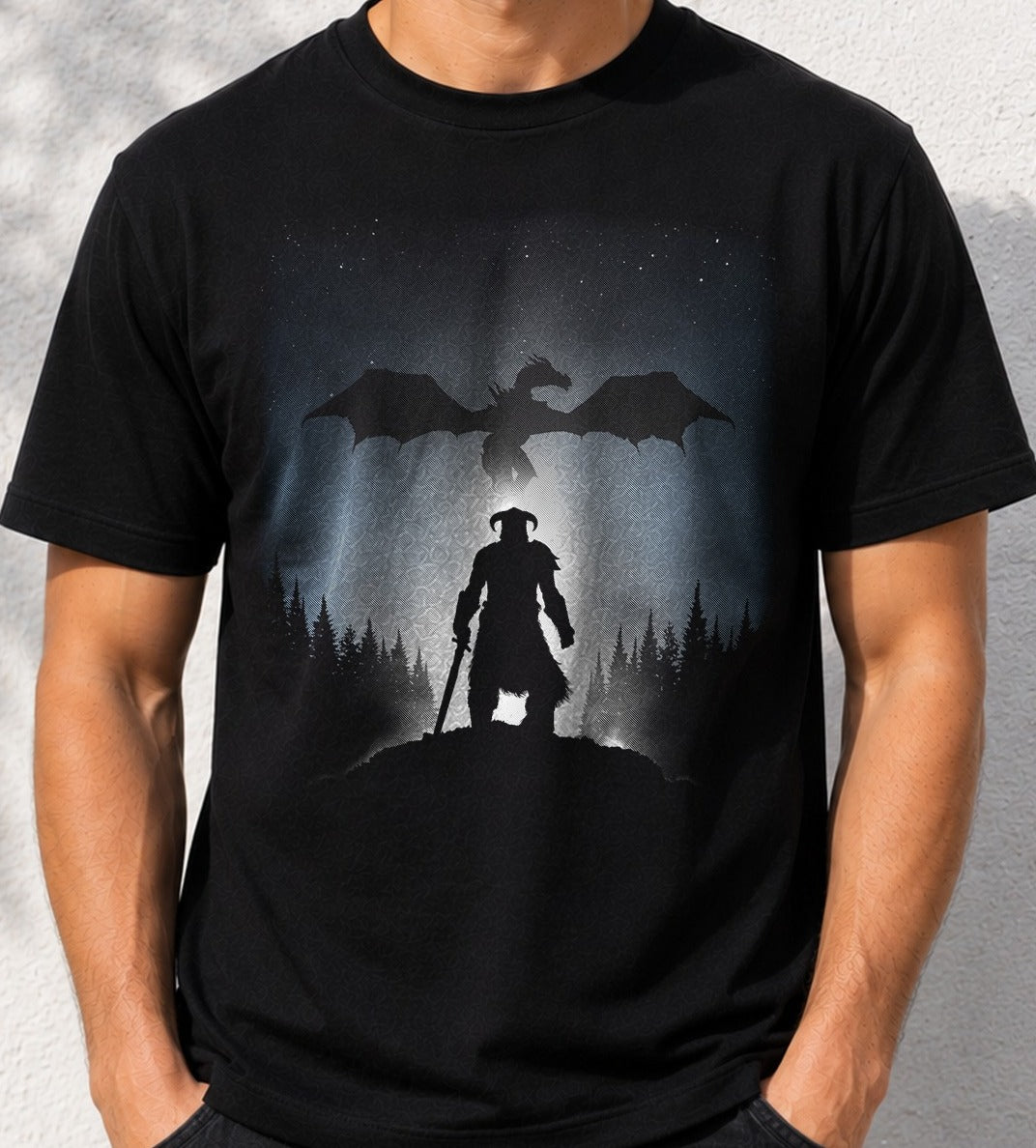Camiseta Dragon Hunting – Skyrim (negra)