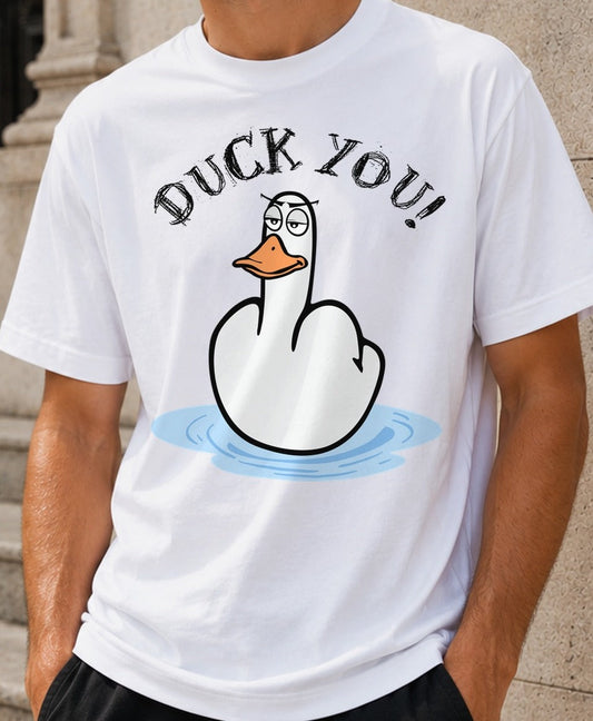 Camiseta Duck You – Regalo Humor Gamberro (blanca)