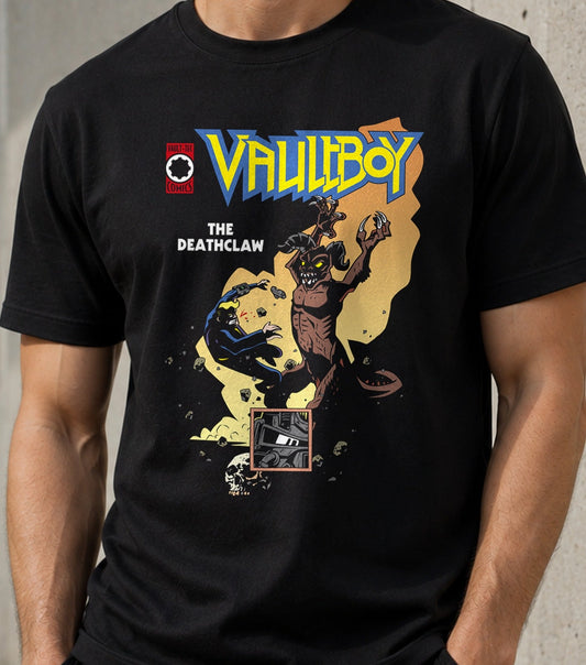 Camiseta Dweller in Hell – Cómic Retro Videojuego Postapocalíptico (negra)