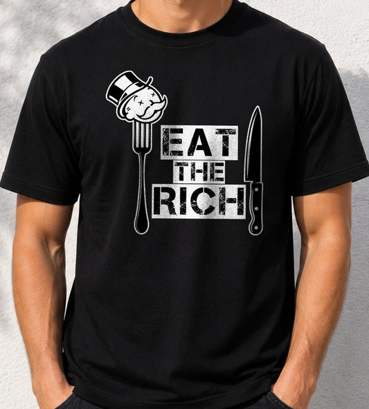 Camiseta Eat The Rich – Humor Social (negra)