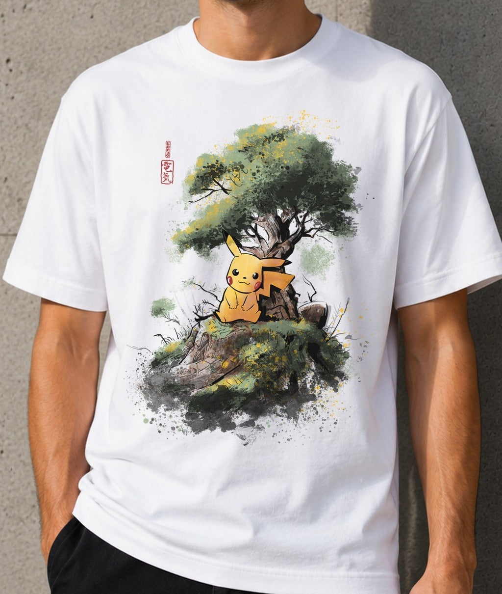 Camiseta Electric Under The Tree – Pikachu de Pokémon (blanca)