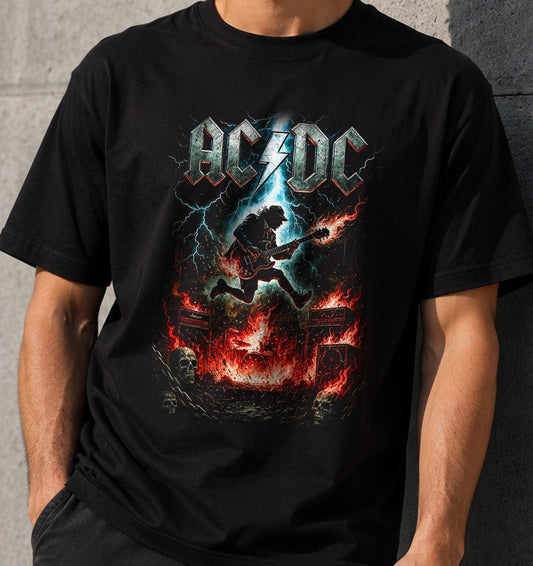 Camiseta Electrifying Rock Inferno – Regalo para Rockeros (negra)