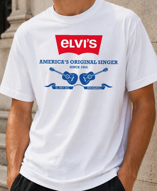 Camiseta Elvis – Rey del Rock and Roll (blanca)