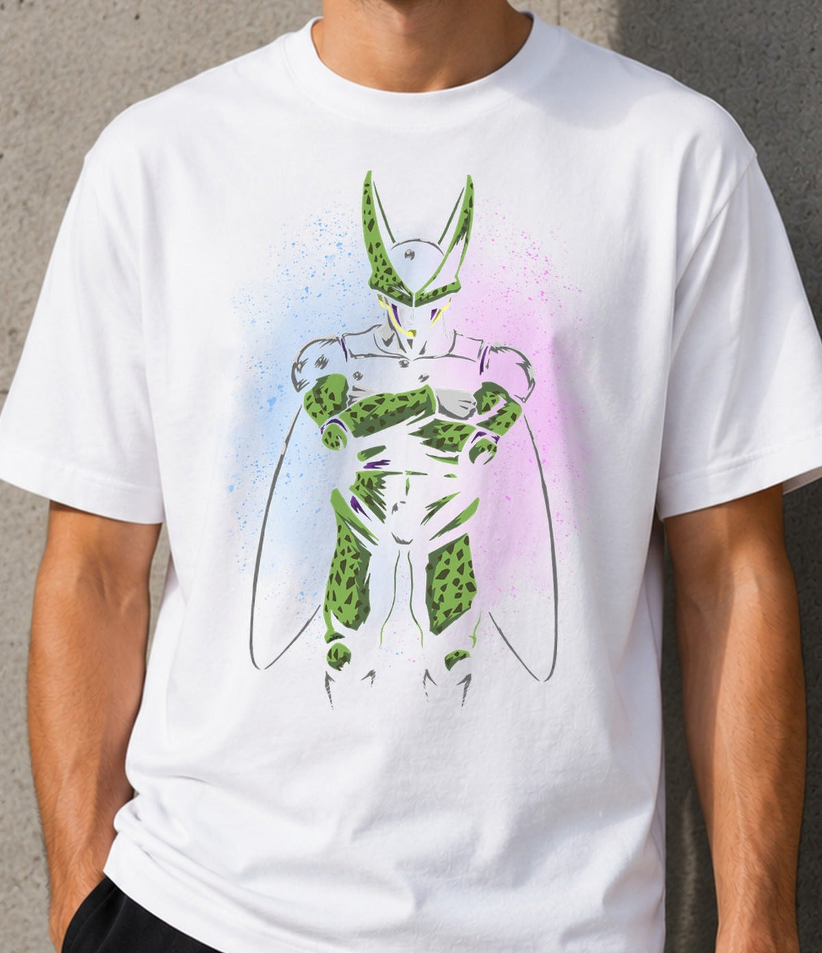 Camiseta Evil Perfect – Villano Bioorgánico de Anime (blanca)