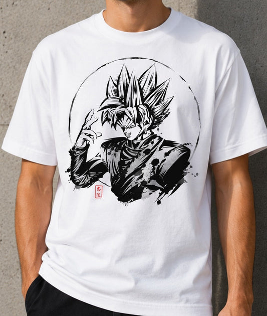 Camiseta Evil Version – Goku Black de Dragon Ball Super (blanca)