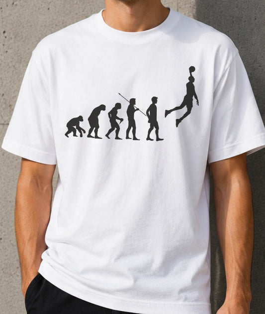 Camiseta Evolución Basket – Regalo para amantes del baloncesto (blanca)