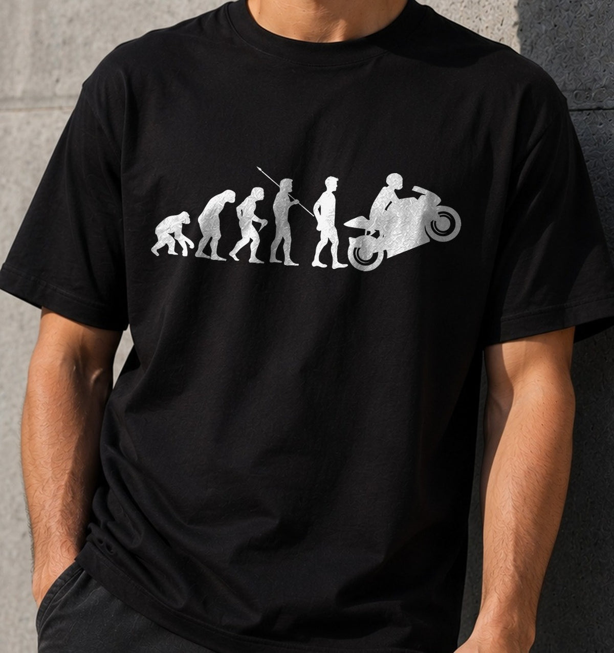 Camiseta Evolución Biker – Regalo para moteros (negra)