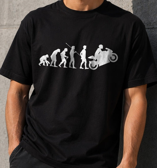 Camiseta Evolución Biker – Regalo para moteros (negra)