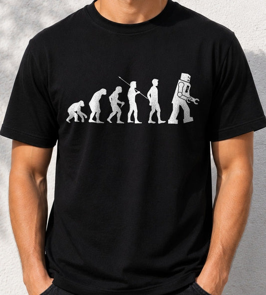 Camiseta Evolucion Robot – Regalo para frikis de la tecnología (negra)