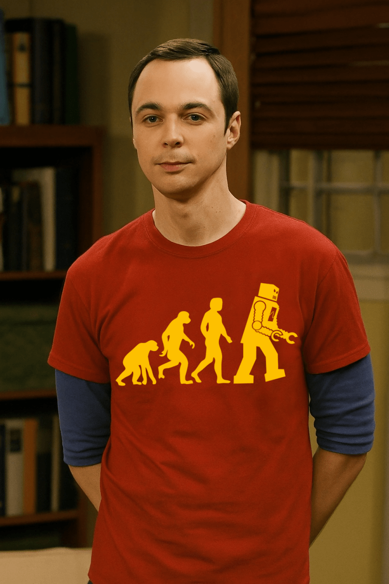 Camiseta Evolución Robot (Sheldon Cooper) - El Cajón Friki