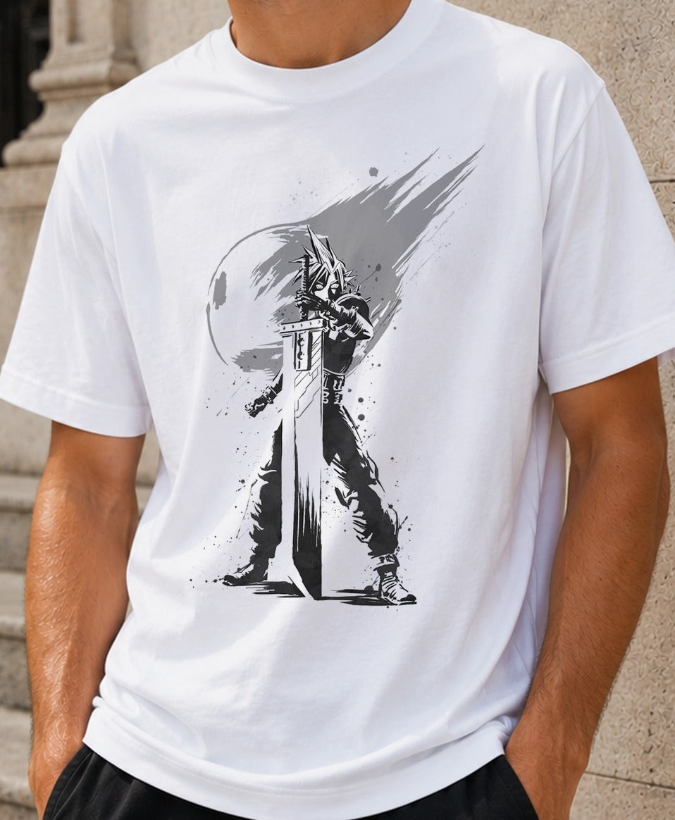 Camiseta Ex-Soldier Mercenary – Cloud Strife de Final Fantasy VII (blanca)