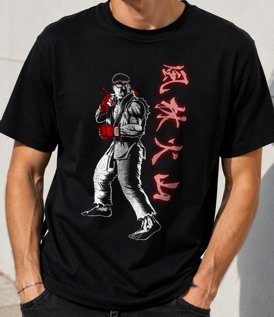 Camiseta F+½rinkazan – Ryu de Street Fighter (negra)