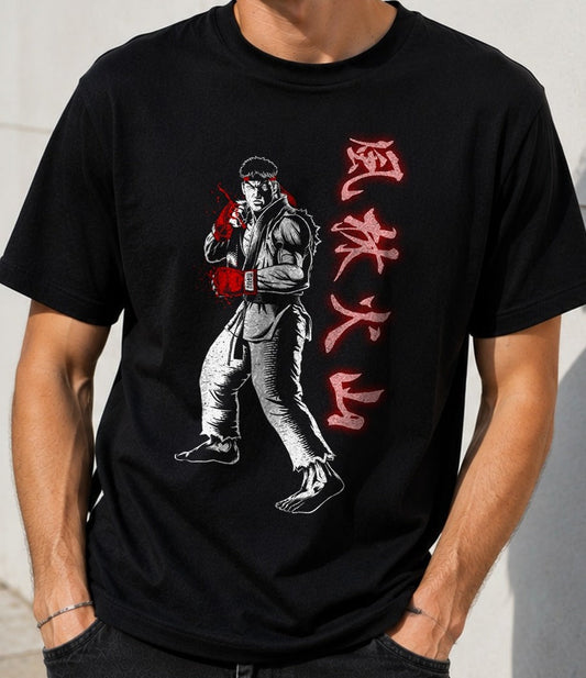 Camiseta F+½rinkazan – Ryu de Street Fighter (negra)