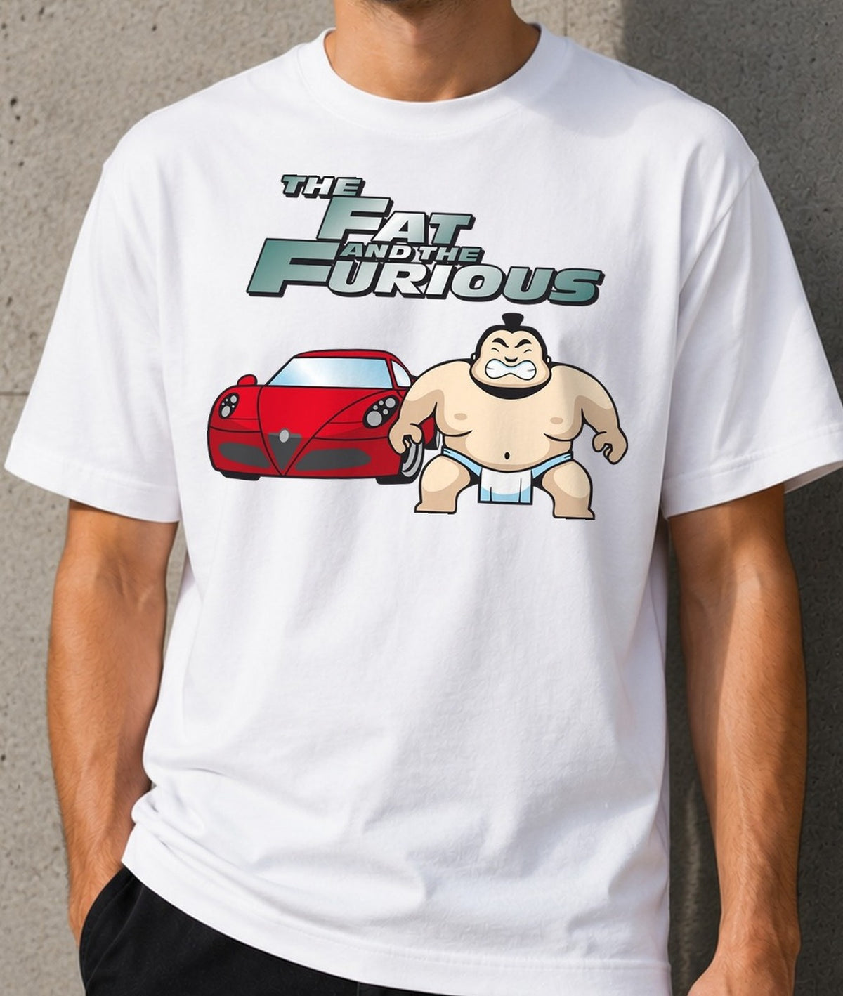 Camiseta Fat&Furious – Parodia de A Todo Gas (blanca)